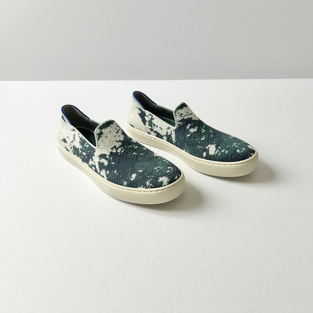 NEW Rothy's The Sneaker Sea Green Shibori Slip On Washable Shoes Size 6